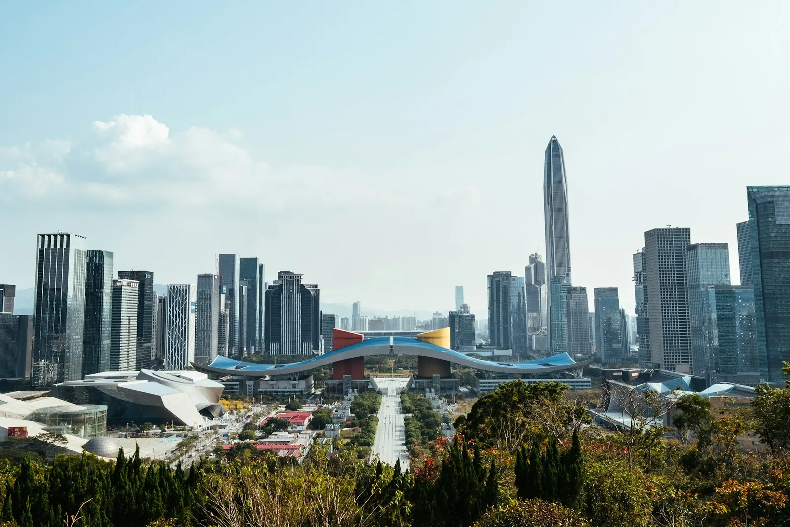 Modern towers and city streets in Shenzhen